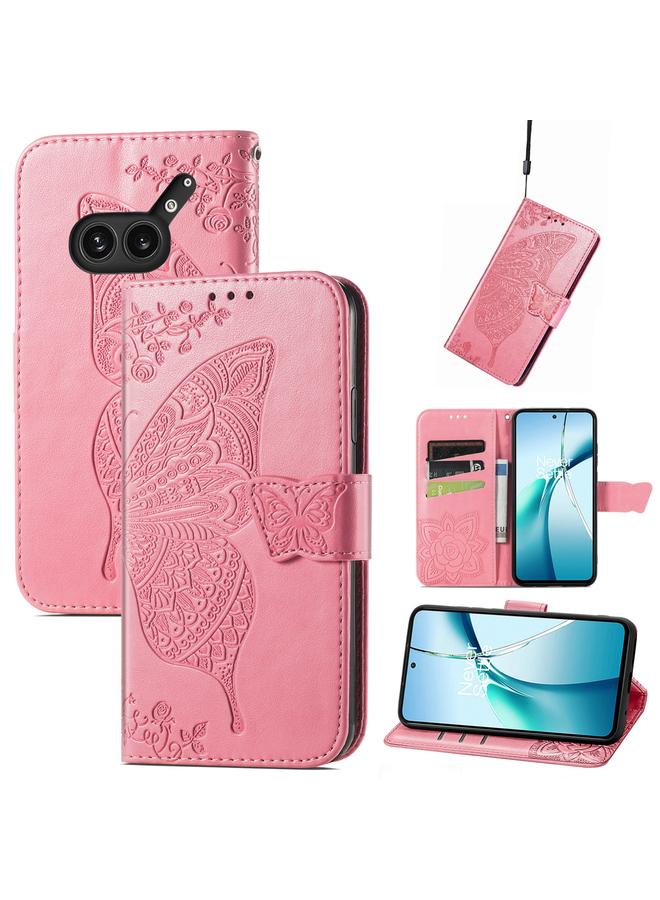 S-TOP Case For Nothing Phone 2a Plus Butterfly Love Flower Embossed Leather Phone Case - Image 1
