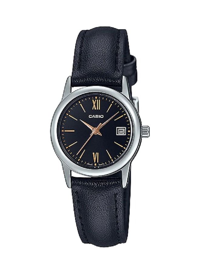 كاسيو ساعة للنساء - انالوج - عرض التاريخ - مينا اسود - بسوار جلدي LTP-V002L-1B3UD - Image 1