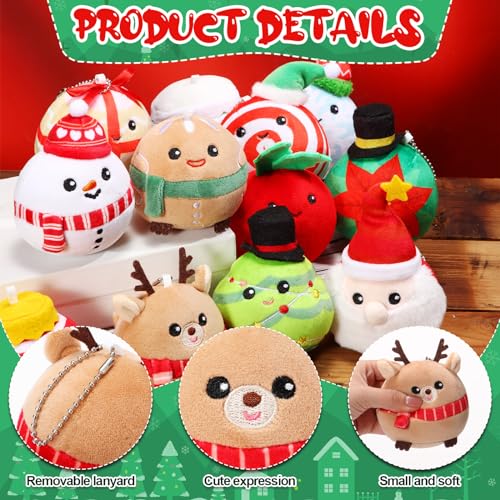 Aoriher 12 Pcs Christmas Plush Ornaments 315 Inch Plush Doll Toy Santa Claus Elk Snowman Gingerbread Man Christmas Tree Snowball Snowflake Gift Box Sock Candy for Xmas Party Favor Gifts - Image 5