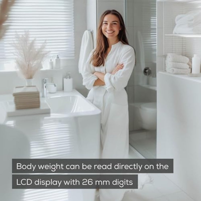 GS 10 Digital Glass Scale Sleek Tempered Glass Body Weight Scale with LCD Display, Automatic On/Off, 150kg Capacity German Precision Modern Bathroom Scale 5-Year Warranty - Image 4