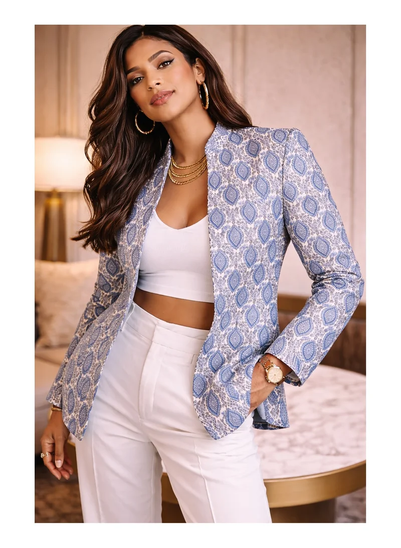 Tohfa Luxe Oasis Handcrafted Block Print Cotton Jacket – Large (50 × 70 cm) | Unisex Artisan Jacket