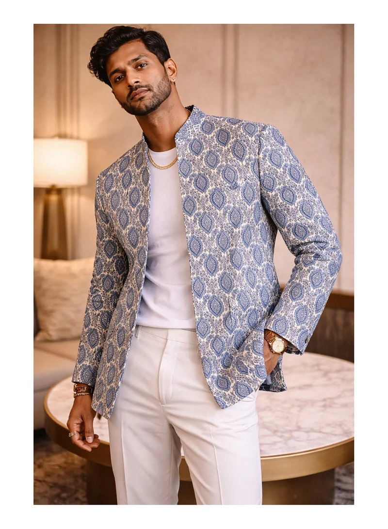 Tohfa Luxe Tohfa Luxe Oasis Handcrafted Block Print Cotton Jacket – Large (50 × 70 cm) | Unisex Artisan Jacket