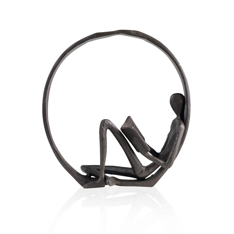 Danya B Danya B Contemporary Encircled Male  Female Reader Cast Iron Sculpture Bookend Statues Single Male 