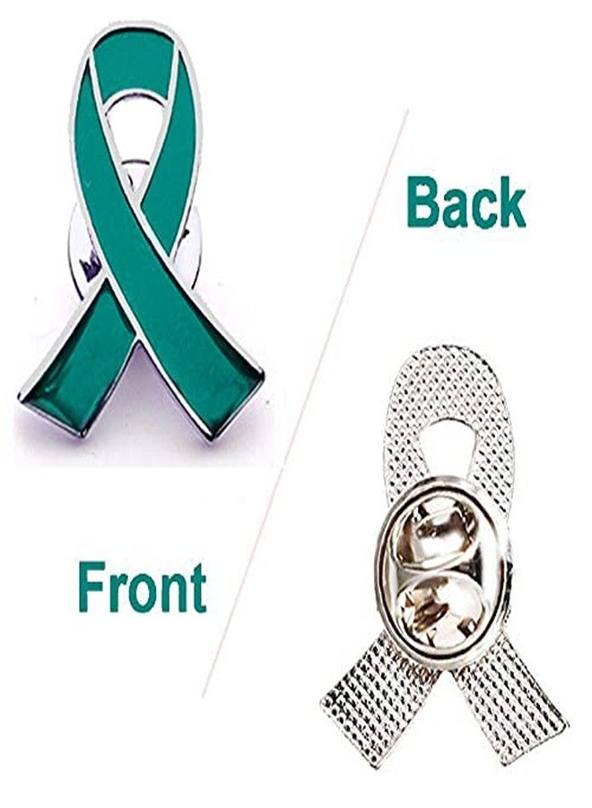 Alodidae 25pcs Teal Ribbon Awareness Lapel Pins Cervical Ovarian Cancer Awareness Products - Image 2