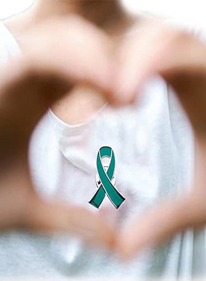 Alodidae 25pcs Teal Ribbon Awareness Lapel Pins Cervical Ovarian Cancer Awareness Products - Image 3