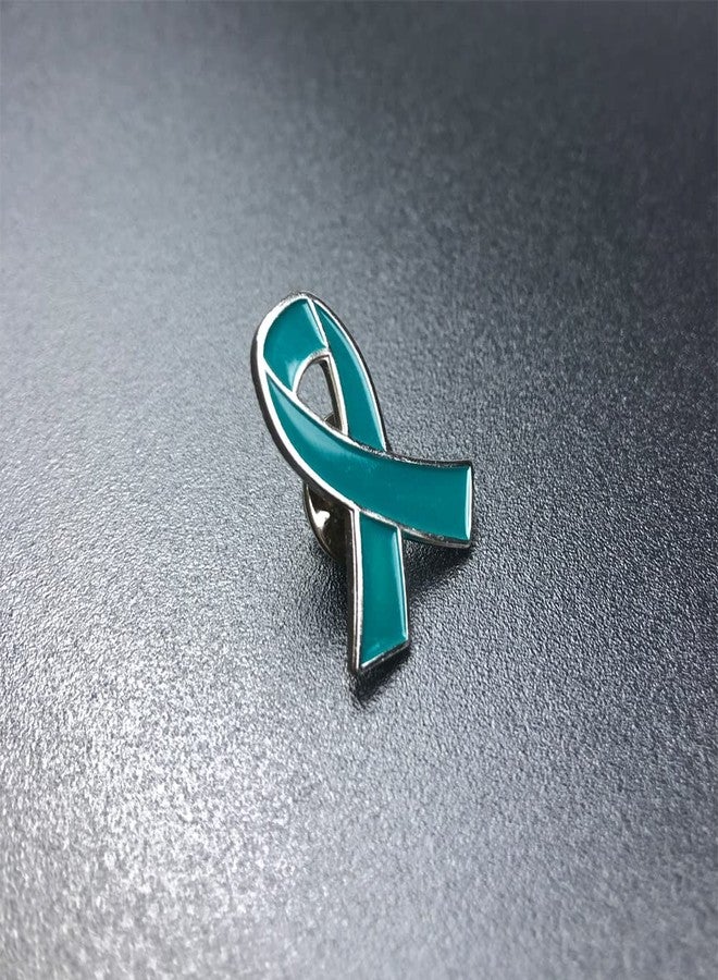 Alodidae 25pcs Teal Ribbon Awareness Lapel Pins Cervical Ovarian Cancer Awareness Products - Image 5
