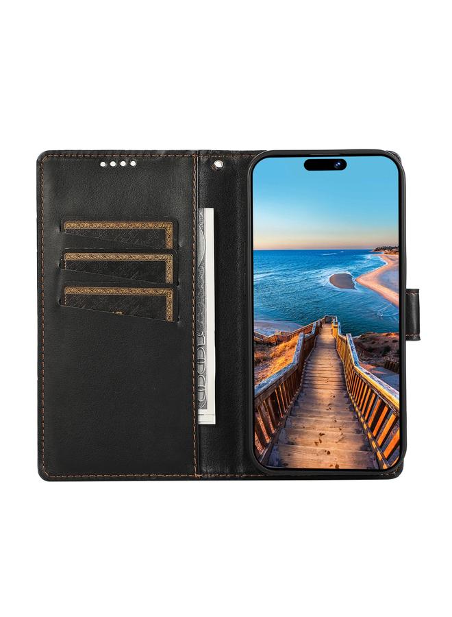 S-TOP Case For Samsung Galaxy A05 PU Genuine Leather Texture Embossed Line Phone Case - Image 4
