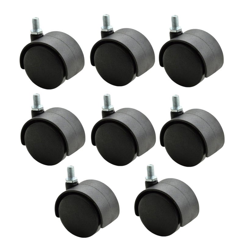 Office Chair Casters 8 Pack Swivel Plastic Wheels Silent Rollers For Carpet And Hard Floor - Image 2