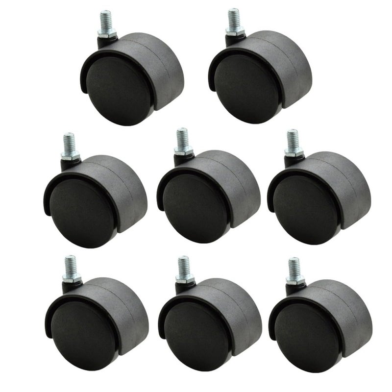 Office Chair Casters 8 Pack Swivel Plastic Wheels Silent Rollers For Carpet And Hard Floor - Image 5
