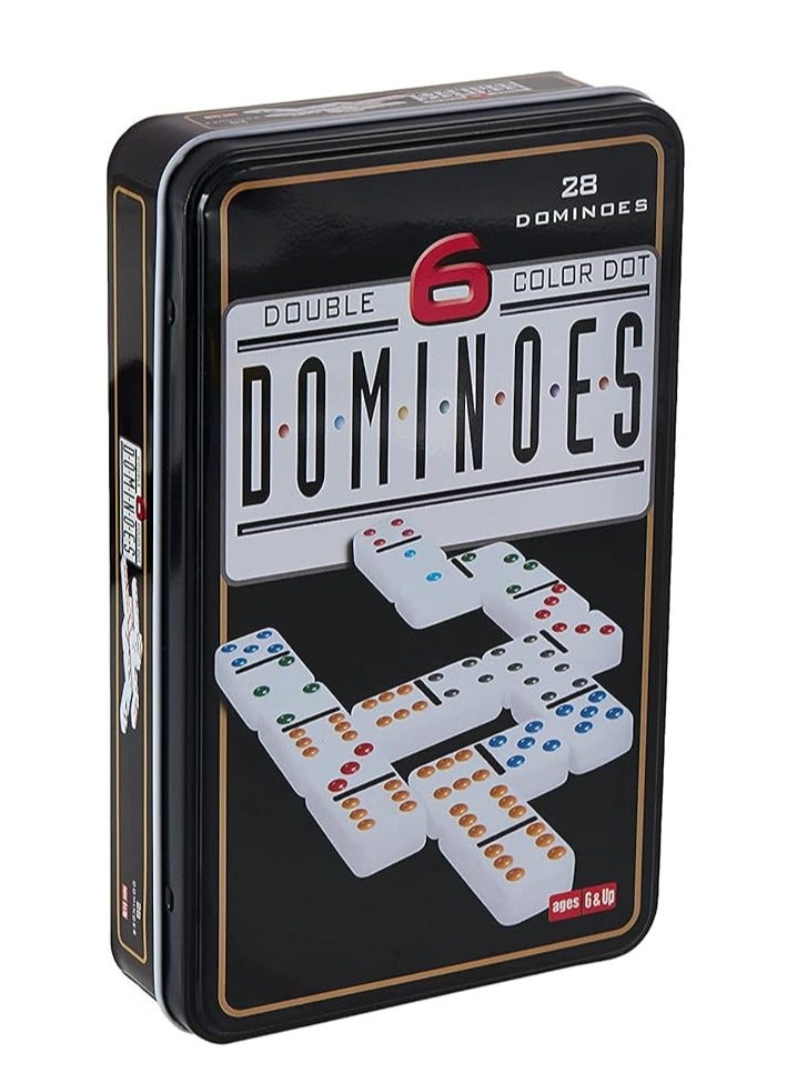 Dominoes 28-Piece Double Dot Dominoes Set With Metal Case - Image 1