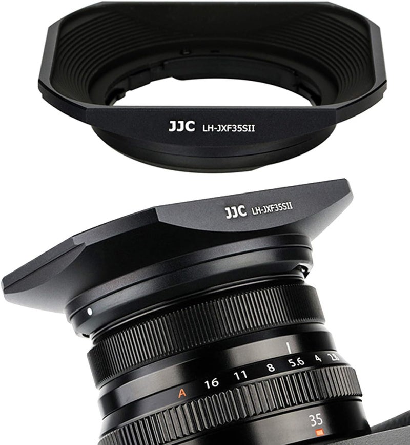JJC JJC Dedicated Black Metal Square Bayonet Lens Hood for Fujinon XF35mmF2 R WR XF23mmF2 R WR Fuji 35mm F2 Hood 23mm F2 Lense Hood Slide in Front Cap Replaces Fujifilm LHXF352 LH XF35 2 Hood Shade  - Image 3