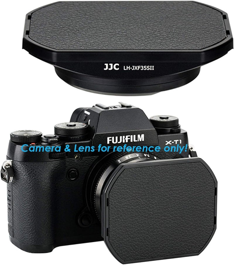 JJC JJC Dedicated Black Metal Square Bayonet Lens Hood for Fujinon XF35mmF2 R WR XF23mmF2 R WR Fuji 35mm F2 Hood 23mm F2 Lense Hood Slide in Front Cap Replaces Fujifilm LHXF352 LH XF35 2 Hood Shade  - Image 2
