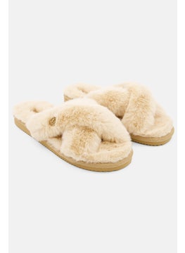 Women Medium Faux Fur Lala Slipper, Blush