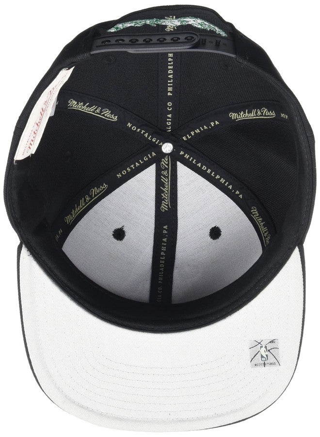 Mitchell & Ness Boston Celtics Core Basic Snapback Hat Adjustable Cap - Black - Image 2