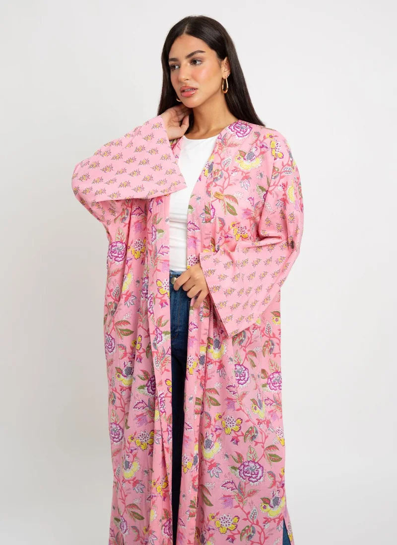 Kaafmeem Pink Pastel Garden Bohemian Abaya