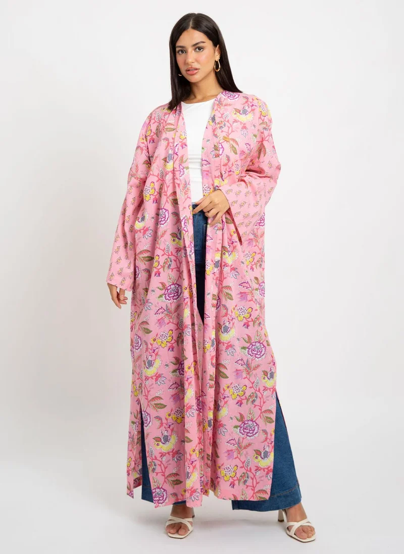 Kaafmeem Pink Pastel Garden Bohemian Abaya