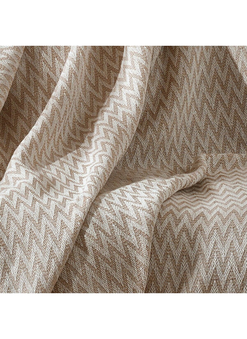 Vagonik - Zigzag Natural Linen Seat Cover | Sofa Throw Sofa Bed Cover - Image 1