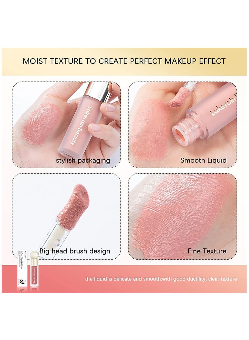 lakerain أحمر خدود سائل مخملي للخدود، أحمر خدود سائل كريمي ناعم متعدد الألوان، فرشاة كبيرة، لون بشرة سائل للعيون والشفاه، يدوم طويلاً، مظهر طبيعي يمتزج بشكل مثالي مع البشرة (#03) - Image 2