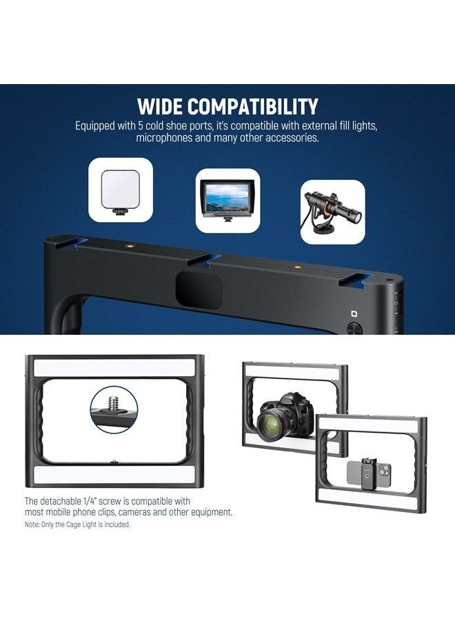 Neewer NEEWER A111 II Smartphone Video Rig with Light Kit Support Vertical Shoot Handheld Phone Camera Cage Stabilizer Cold Shoes/Shutter/Battery Square Ring Light 360 Photo Booth Spinner for YouTube TikTok  - Image 5