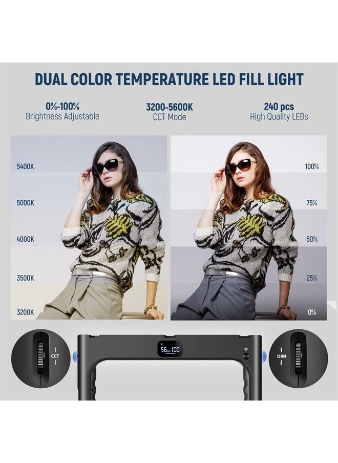 Neewer NEEWER A111 II Smartphone Video Rig with Light Kit Support Vertical Shoot Handheld Phone Camera Cage Stabilizer Cold Shoes/Shutter/Battery Square Ring Light 360 Photo Booth Spinner for YouTube TikTok  - Image 3