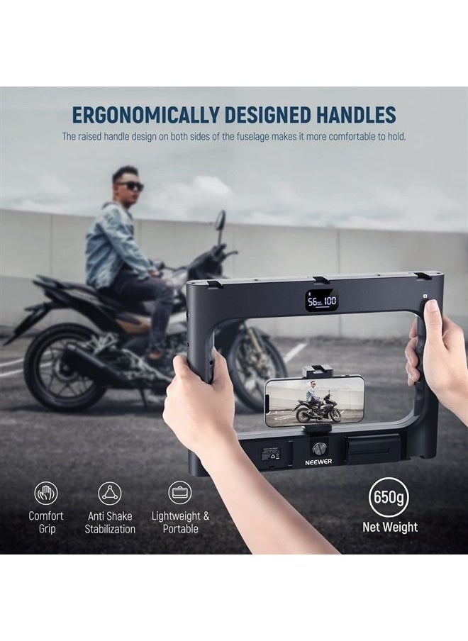 Neewer NEEWER A111 II Smartphone Video Rig with Light Kit Support Vertical Shoot Handheld Phone Camera Cage Stabilizer Cold Shoes/Shutter/Battery Square Ring Light 360 Photo Booth Spinner for YouTube TikTok  - Image 2