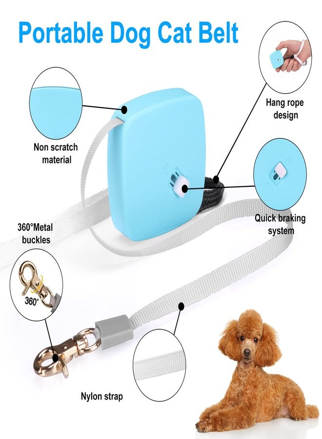 CUGBCUG Retractable Dog Leash for Small Dogs Cats up to 11lbs with 6.5ft Anti-Pull Strong Nylon Tape, Hands Free, Mini and Portable Walking Leash with Wrist Strap, One-Hand Brake, Blue Square - Image 3