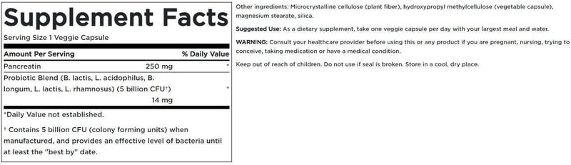 Swanson Probiotic with Digestive Enzymes 5 Billion Cfu 60 Veg Capsules - Image 2
