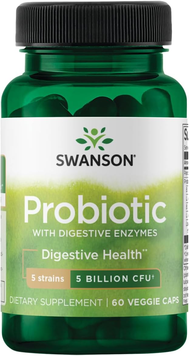 Swanson Probiotic with Digestive Enzymes 5 Billion Cfu 60 Veg Capsules - Image 1