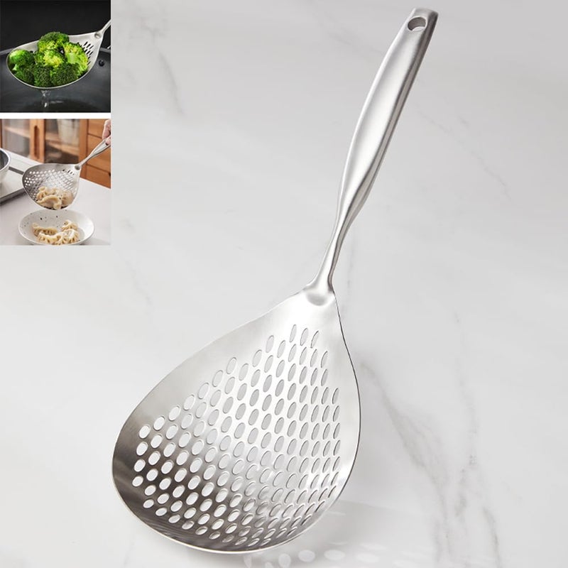 ZDFQly Extra Large Skimmer Slotted Spoon, 304 Stainless Steel Spider Strainer Spoon for Cooking and Frying, Pasta Strainer, Restaurant or Kitchen Tools - Image 1