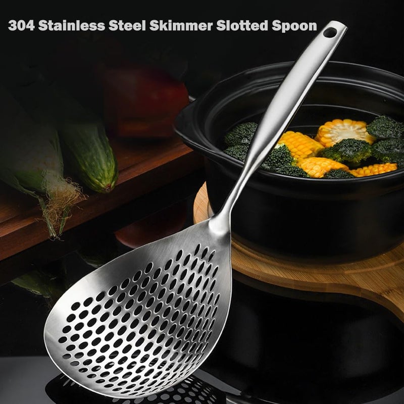 ZDFQly Extra Large Skimmer Slotted Spoon, 304 Stainless Steel Spider Strainer Spoon for Cooking and Frying, Pasta Strainer, Restaurant or Kitchen Tools - Image 3