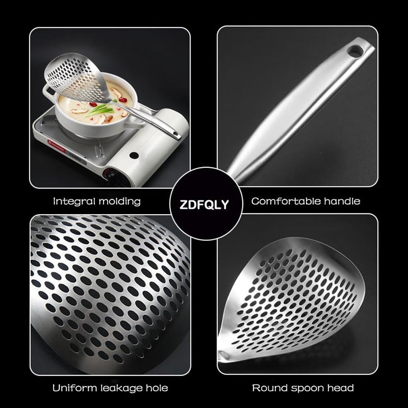 ZDFQly Extra Large Skimmer Slotted Spoon, 304 Stainless Steel Spider Strainer Spoon for Cooking and Frying, Pasta Strainer, Restaurant or Kitchen Tools - Image 4