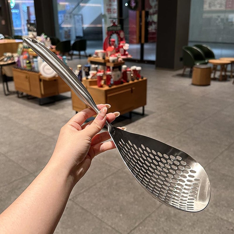ZDFQly Extra Large Skimmer Slotted Spoon, 304 Stainless Steel Spider Strainer Spoon for Cooking and Frying, Pasta Strainer, Restaurant or Kitchen Tools - Image 5