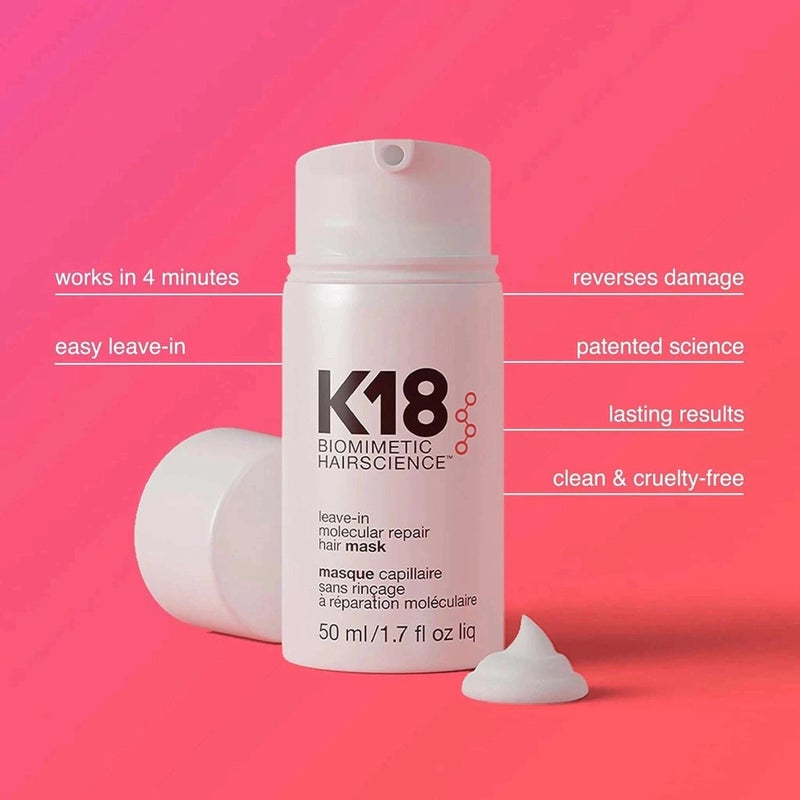 K18 Leave-In Molecular Hair Mask, Repairs Dry or Damaged Hair 50ml - Image 5