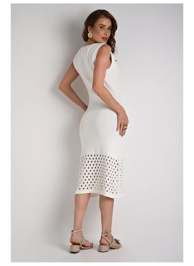 Carmen Steffens  Midi Dress with Openwork Hem Off-White for Women | Best Price UAE
