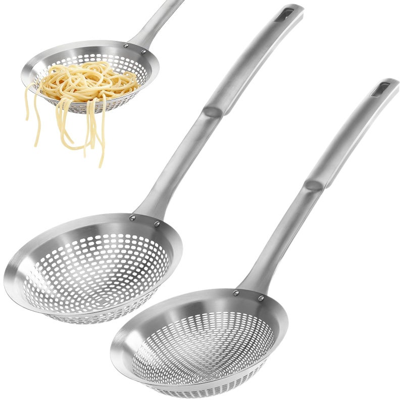 Stainless Steel Skimmer Ladle Set With Long Handle 5 51 Inch 2 Strainers - Image 2