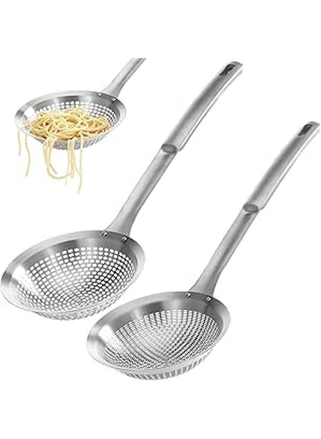 Stainless Steel Skimmer Ladle Set With Long Handle 5 51 Inch 2 Strainers - Image 1