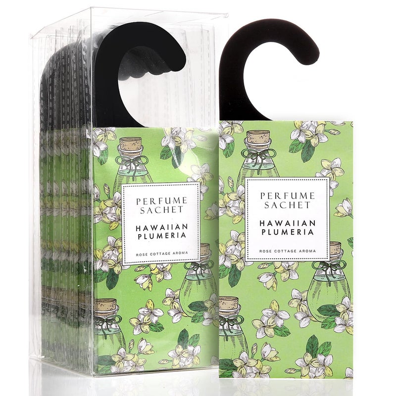 ROSE COTTAGE Large 12 Packs Hawaiian Plumeria Hanging Closet Air Freshener Scented Sachets Long Lasting Smell Goods - Image 1