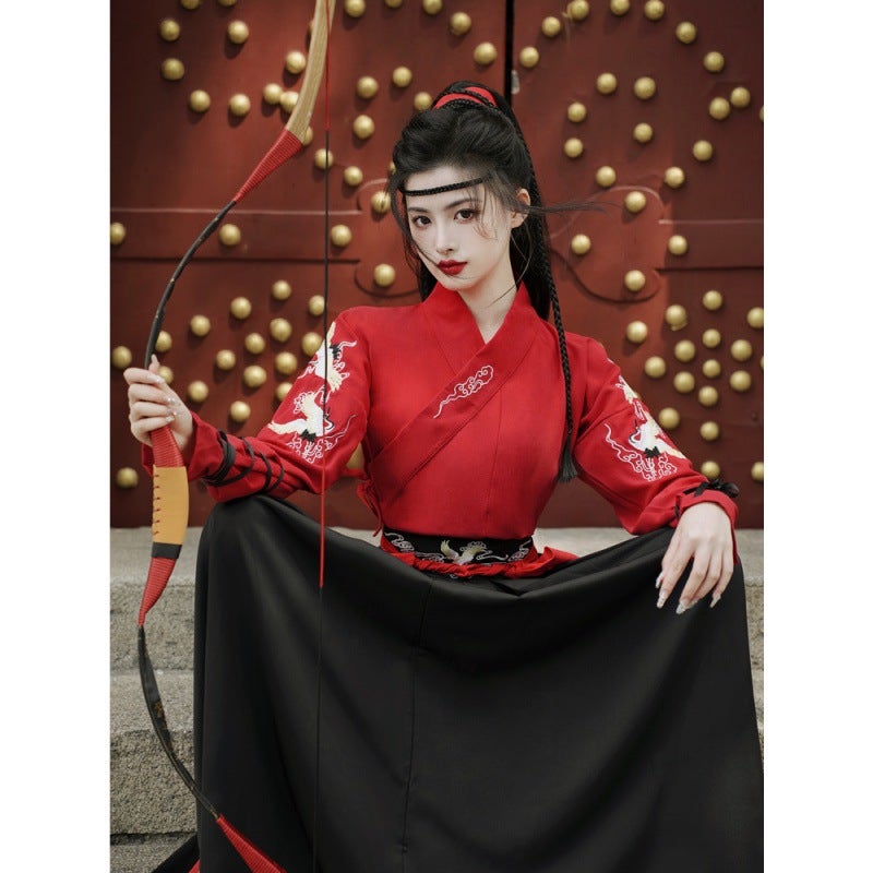 5969 Han Dynasty Crane Embroidered Cross-Collar Martial Arts Style Couple Cp Ancient Style Swordsman Couple Large Size Suit Limited Price 40 - Image 1