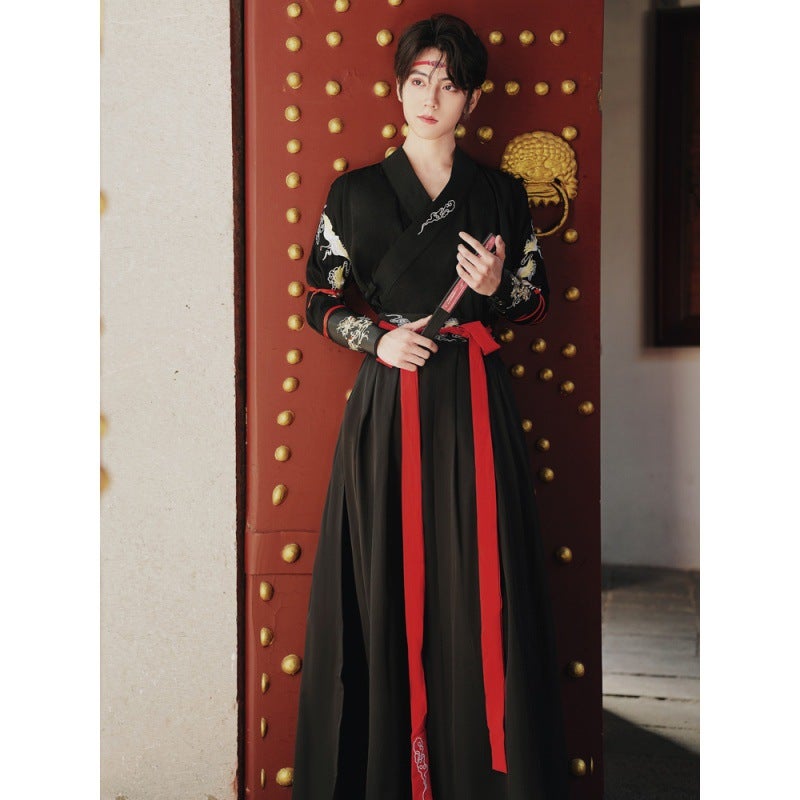 5969 Han Dynasty Crane Embroidered Cross-Collar Martial Arts Style Couple Cp Ancient Style Swordsman Couple Large Size Suit Limited Price 40 - Image 2