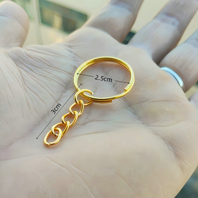 2.5cm Keychain with Chain, Keyring Pendant 2.5CM [chain gold] key ring 