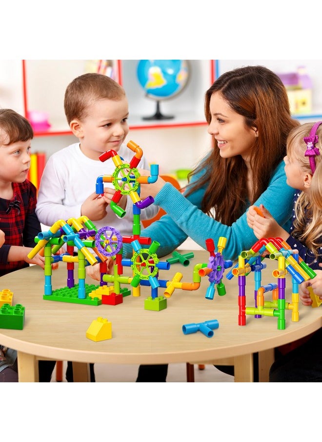 burgkidz burgkidz Building Blocks STEM Pipe Tube Learning Toys Birthday Gifts, Educational Autistic Toy Compatible Building Pipeworks Constructions for Kids Boys Girls Ages 3 4 5 6 7 8+  - Image 2