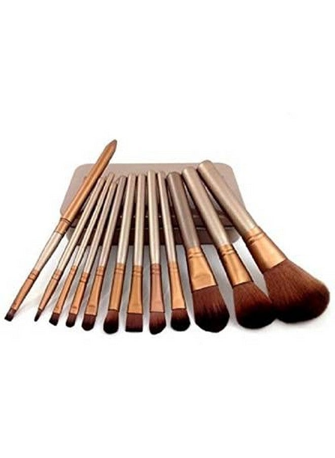 LELE Makeup Brushes Kit Set Of 12 With A Silver Storage Box And One Sponge Puff And One 36H Eyeliner - Image 2