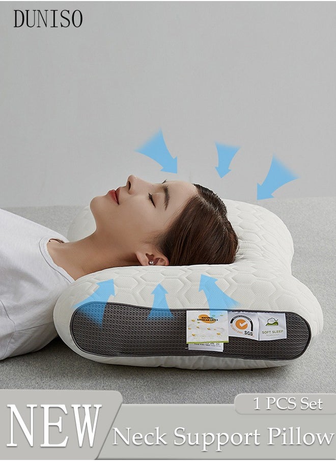 DUNISO Super Comfort Ergonomic Pillow for Neck Head and Shoulder Pain Relief Contour Support Pillows for Bed Sleeping Orthopedic Cervical Spine Stretch Pillow for Side Back Stomach Sleeper  - Image 1