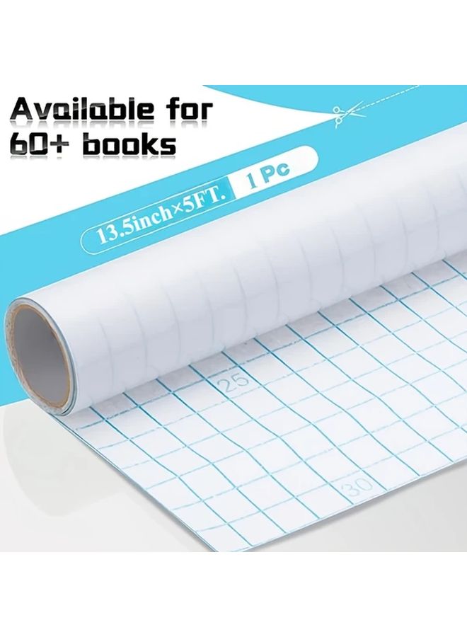 Transparent Self-Adhesive Book Protection Film 1 Roll 13.58x59.06 Inch Durable Reusable Fit - Image 4