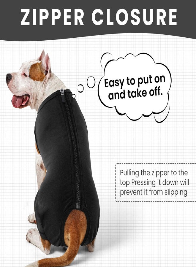 IDOMIK Dog Recovery Suit,Dog Leg Sleeve to Stop Licking Rear Legs,Thigh Wound Protective Sleeve,Male Female Pet Surgical Clothes,Doggy Surgical Suit with Pants Cover,Cone Collar Alternative,Black,M - Image 3