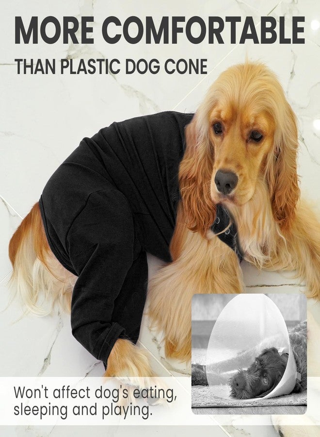 IDOMIK Dog Recovery Suit,Dog Leg Sleeve to Stop Licking Rear Legs,Thigh Wound Protective Sleeve,Male Female Pet Surgical Clothes,Doggy Surgical Suit with Pants Cover,Cone Collar Alternative,Black,M - Image 5