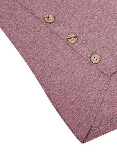 connche Latched Mama Nursing Tops, Quinee Women Scoop Neck Short Sleeve Button Side T Shirts for Breastfeeding Handkerchief Hem Silky Soft Chic Durable Spring Lovely Tunic Rose Red L - Image 4
