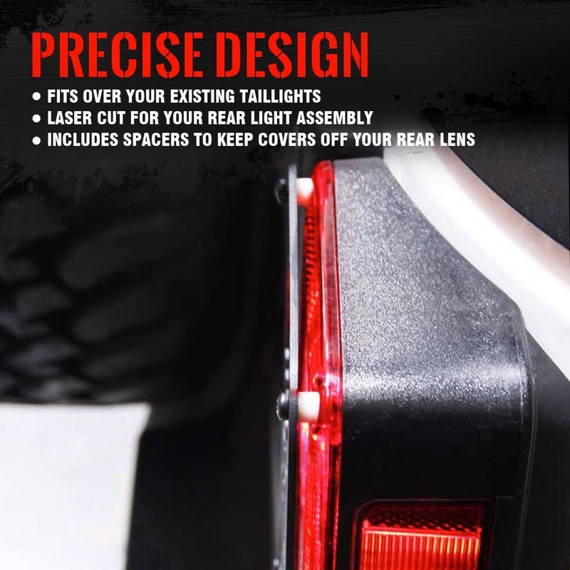 Xprite Tail Light Covers for 2007-2018 Jeep Wrangler JK, Matte Black Tail Light Guards American Military Five Star No Drill Fit 2/4 Door Wrangler JK Off Road Accessories- Pair - Image 4