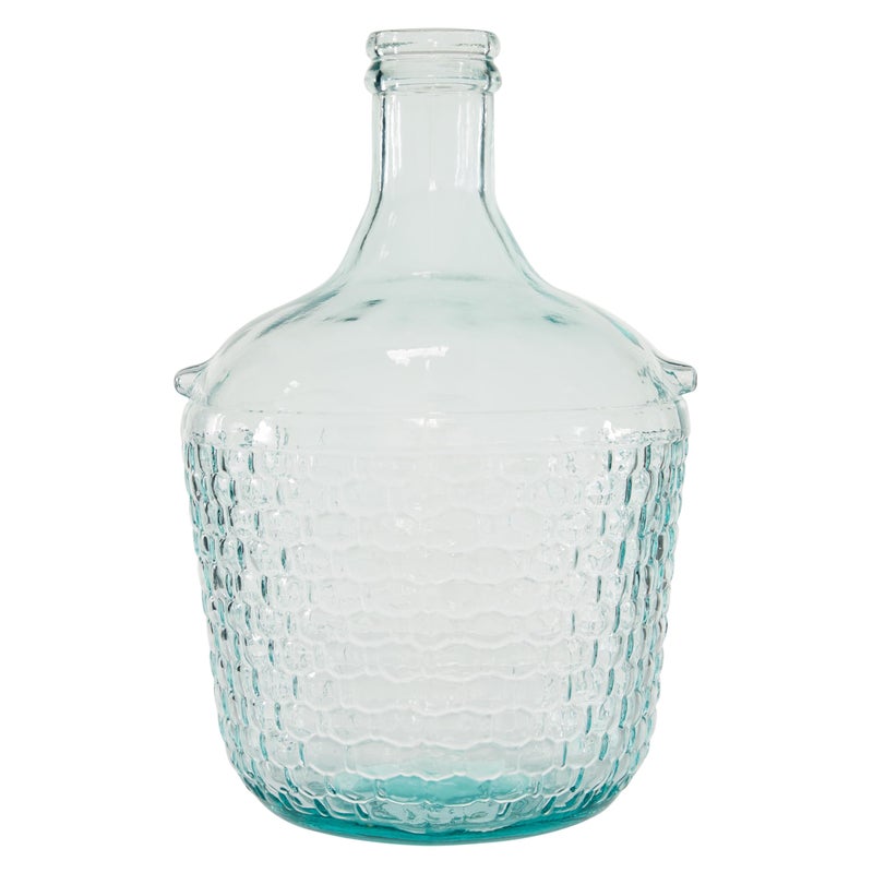 Deco 79 Recycled Glass Decorative Vase Spanish Bottle Centerpiece Vase with Bubble Texture, Flower Vase for Home Decoration 10" x 10" x 17", Blue - Image 1