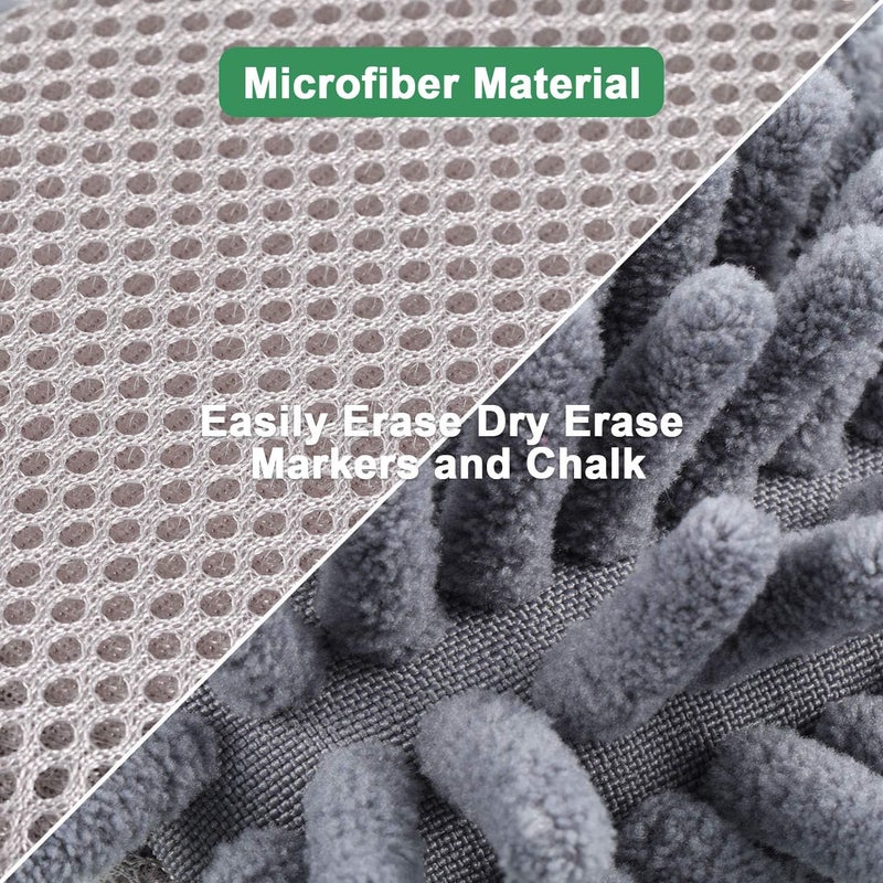 klarako 6 Pieces Washable Microfiber Shag Dry Erase Board Eraser Microfiber Shag Whiteboard Eraser for Dry Erase Markers, Chalk, School, Home and Office (Gray, Blue, Pink) - Image 3